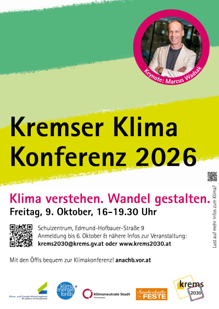 Plakat zur Ankündigung der Kremser Klimakonferenz am 9.10.2026